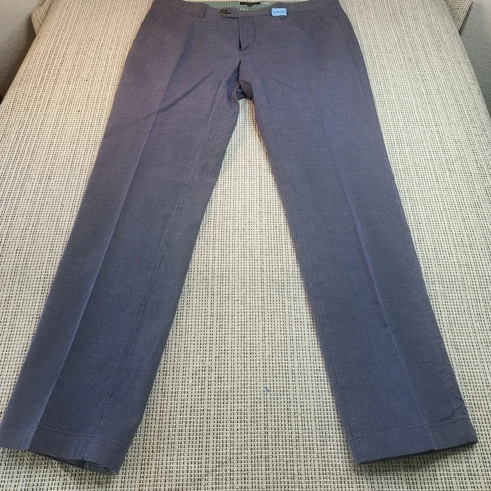 Ted Baker Moore Dress Pants Mens 37x32 Blue Check Flat Front Business‎ Office